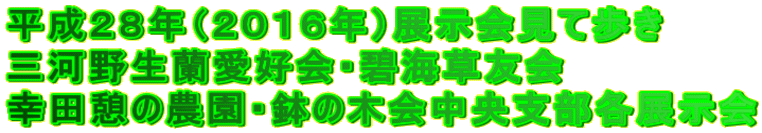 平成２８年（２０１６年）展示会見て歩き 三河野生蘭愛好会・碧海草友会 幸田憩の農園・鉢の木会中央支部各展示会