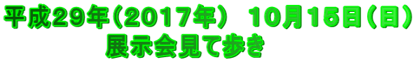 平成２９年（２０１７年）　１０月１５日（日） 　　　　　　展示会見て歩き