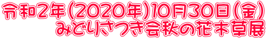 令和２年（２０２０年）１０月３０日（金） 　　　みどりさつき会秋の花木草展