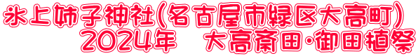 氷上姉子神社（名古屋市緑区大高町） 　　　２０２４年　大高斎田・御田植祭