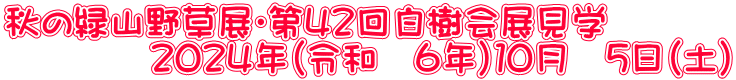 秋の緑山野草展・第４２回白樹会展見学 　　　　２０２４年（令和　６年）１０月　５日（土）