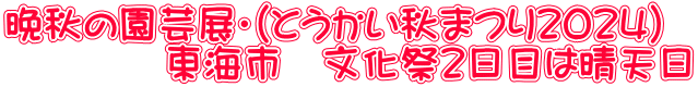 晩秋の園芸展・（とうかい秋まつり２０２４） 　　　　東海市　文化祭２日目は晴天日